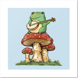 Cottagecore Banjo Frog Posters and Art